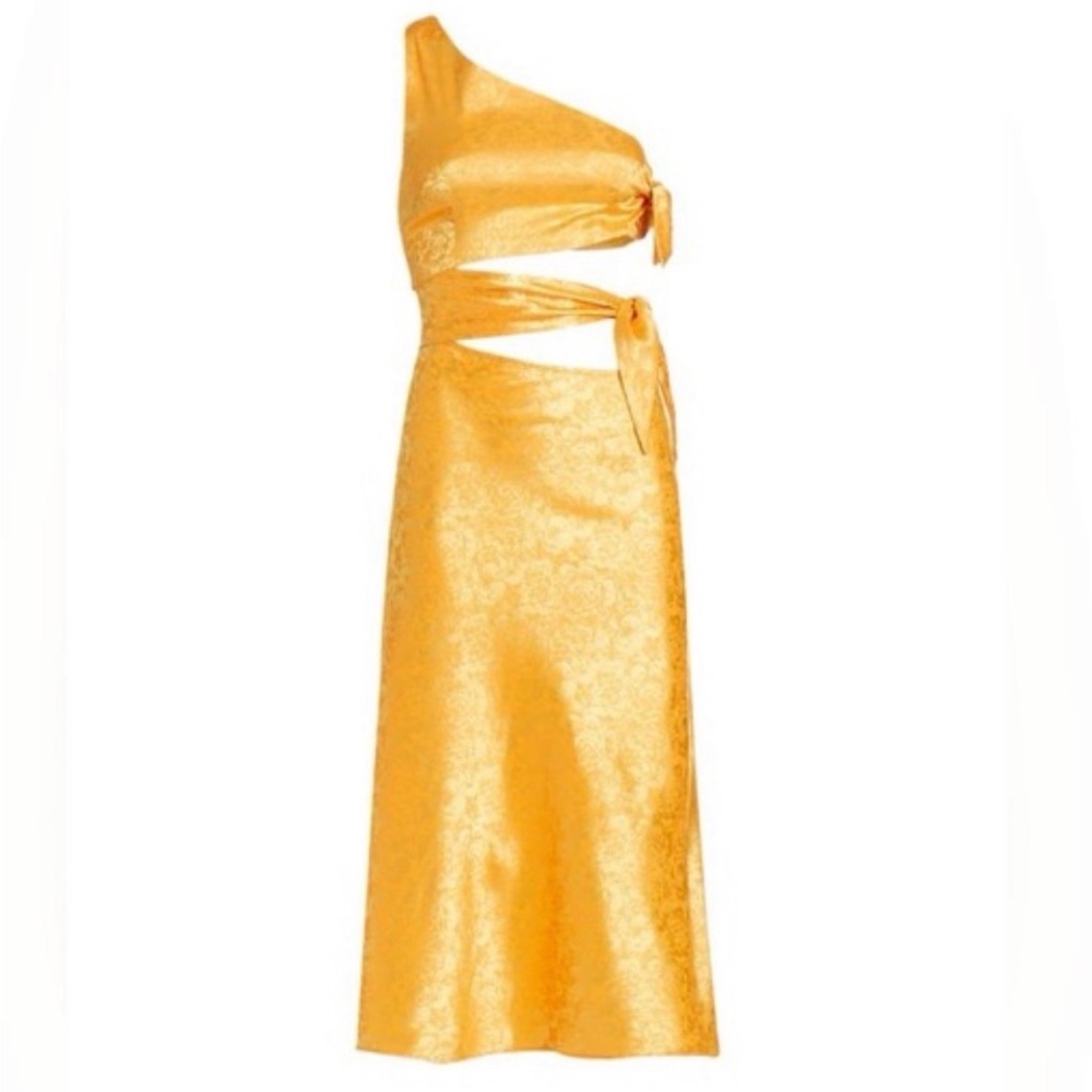 Wayf One-Shoulder Orange/Gold Dress